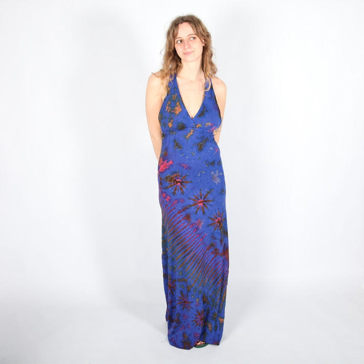 Tie Dye Bodycon Halter Maxi Dress