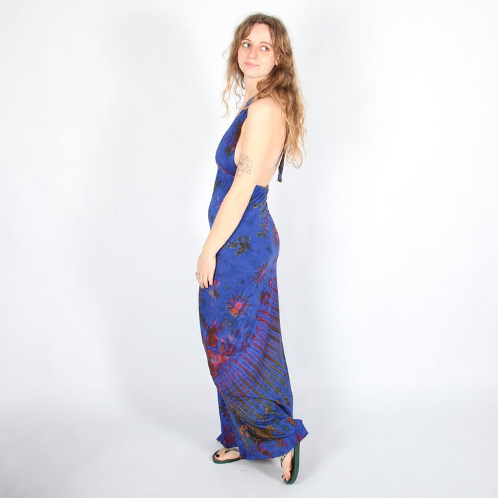 Tie Dye Bodycon Halter Maxi Dress