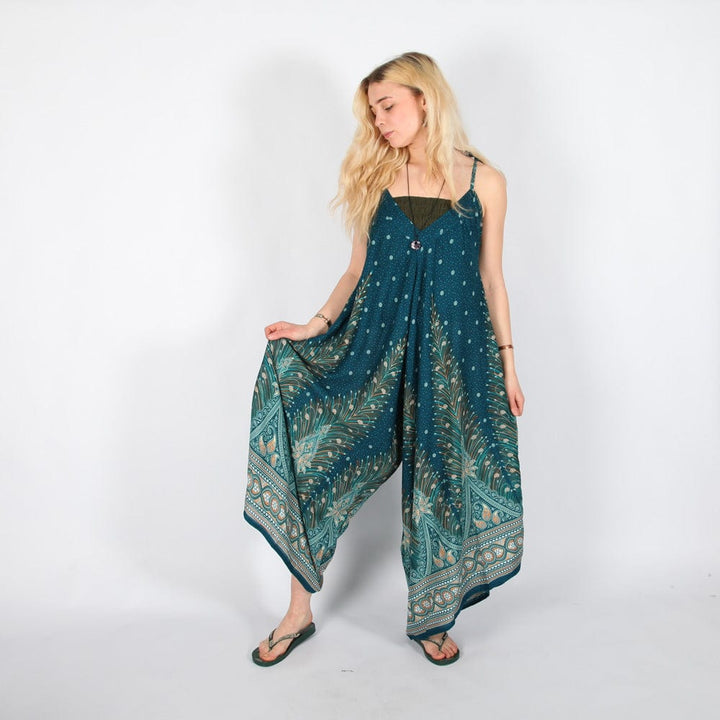 Peacock Feather Wide Leg Jumpsuit