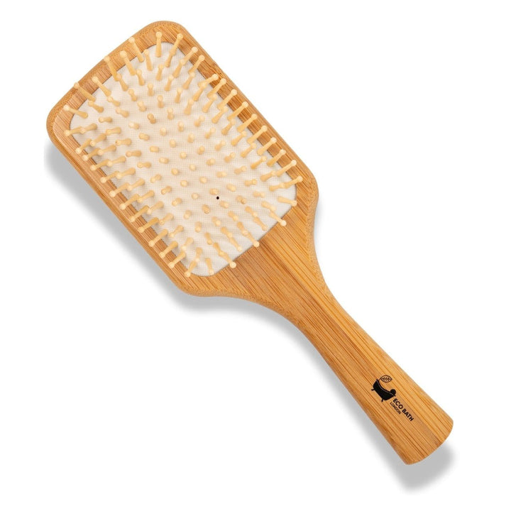 Eco-Friendly Paddle Detangler Bamboo Hairbrush with Wooden Pins - for Long, Thick, and Curly Hair