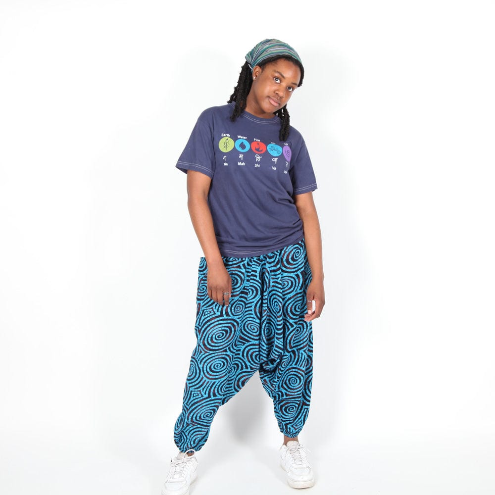 Blue Spiral Harem Pants