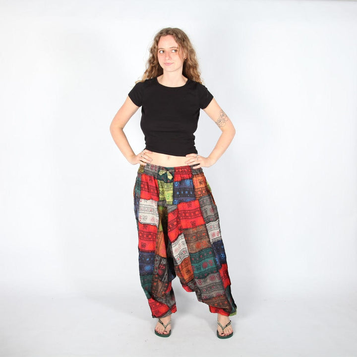 Colourful Om Print Patchwork Harems