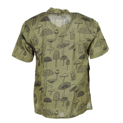 Mushroom Print Collarless Shirt