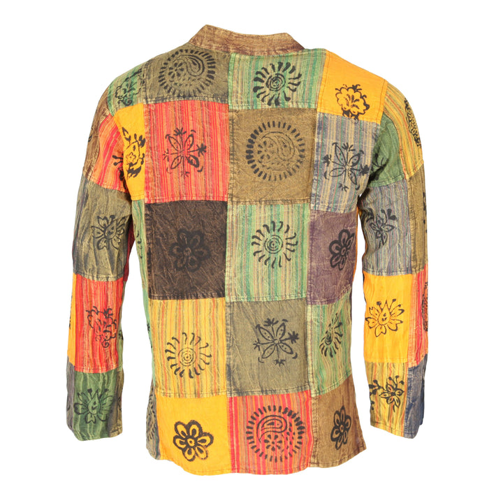 Printed Patchwork Grandad Shirt