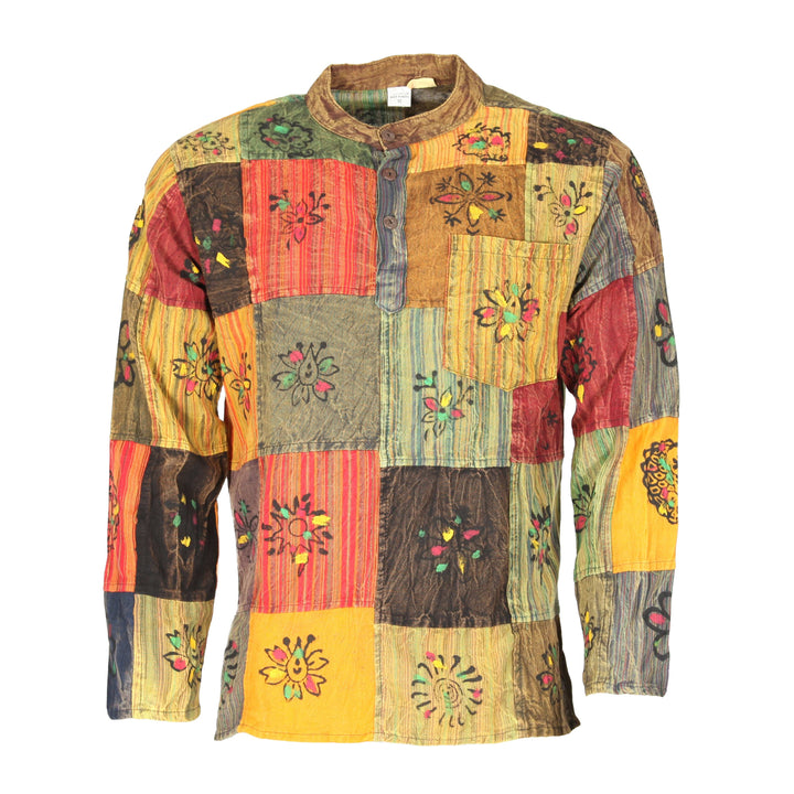 Printed Patchwork Grandad Shirt