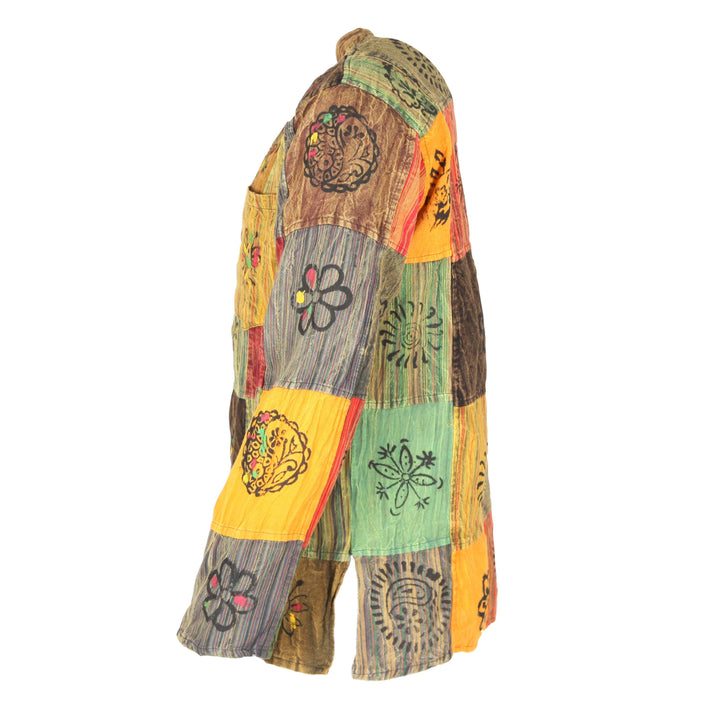 Printed Patchwork Grandad Shirt