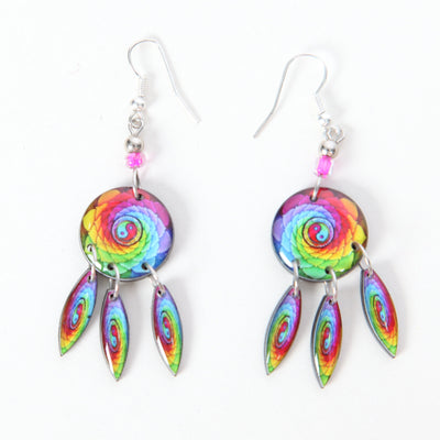 Spiral Rainbow Dangle Earrings