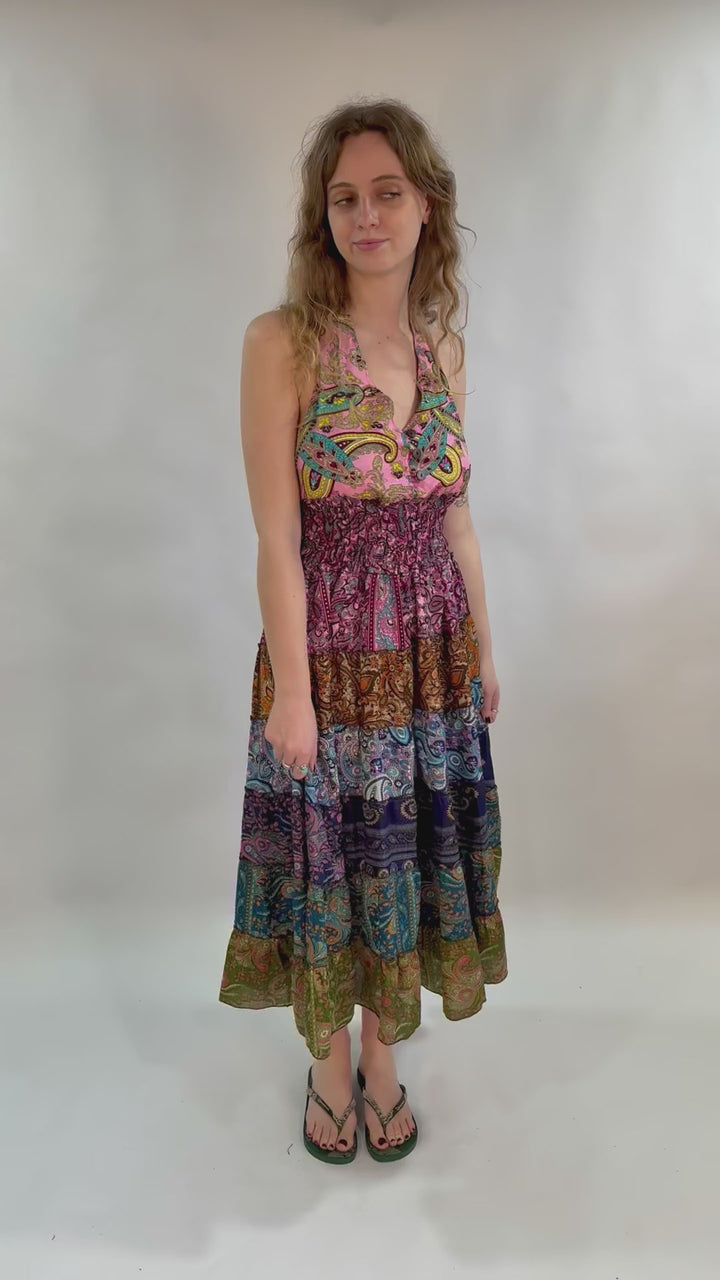 Paisley Patchwork Halter Dress