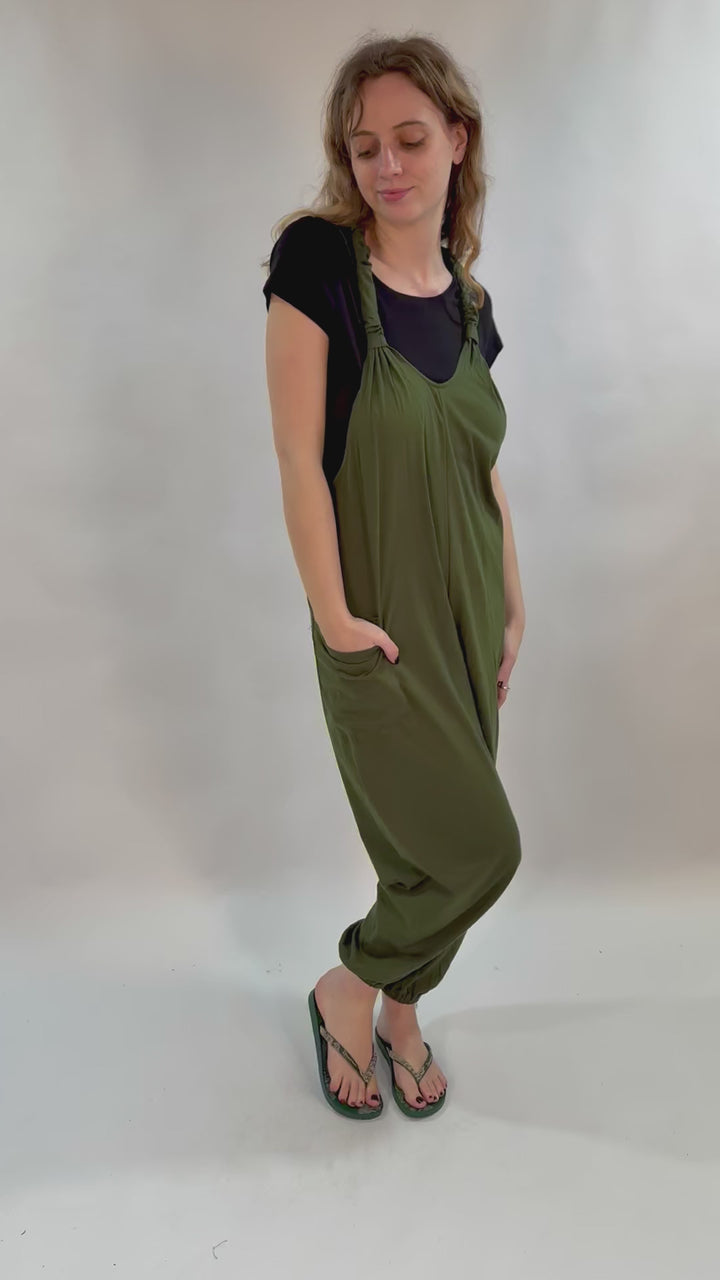 Plain Cotton Harem Jumpsuit