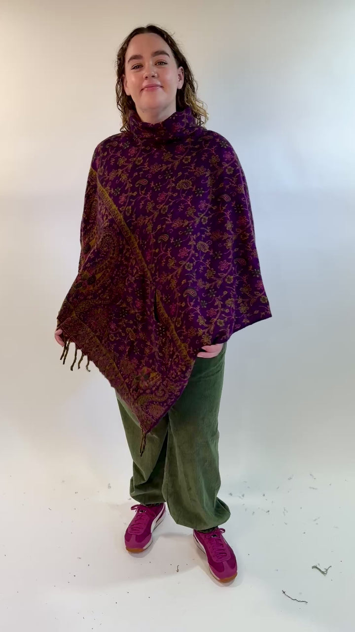 Cowl Neck Blanket Poncho