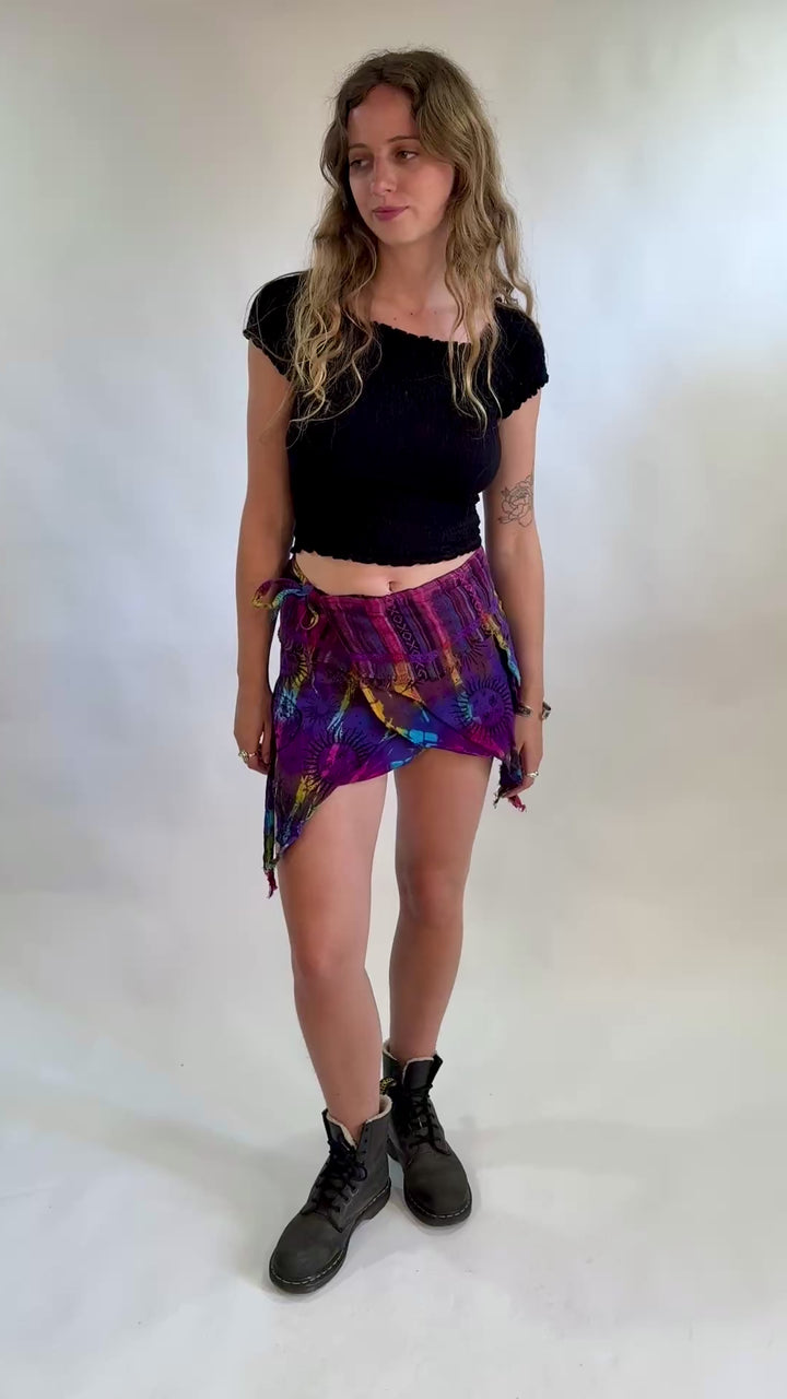 Tie Dye Wrap Mini Skirt