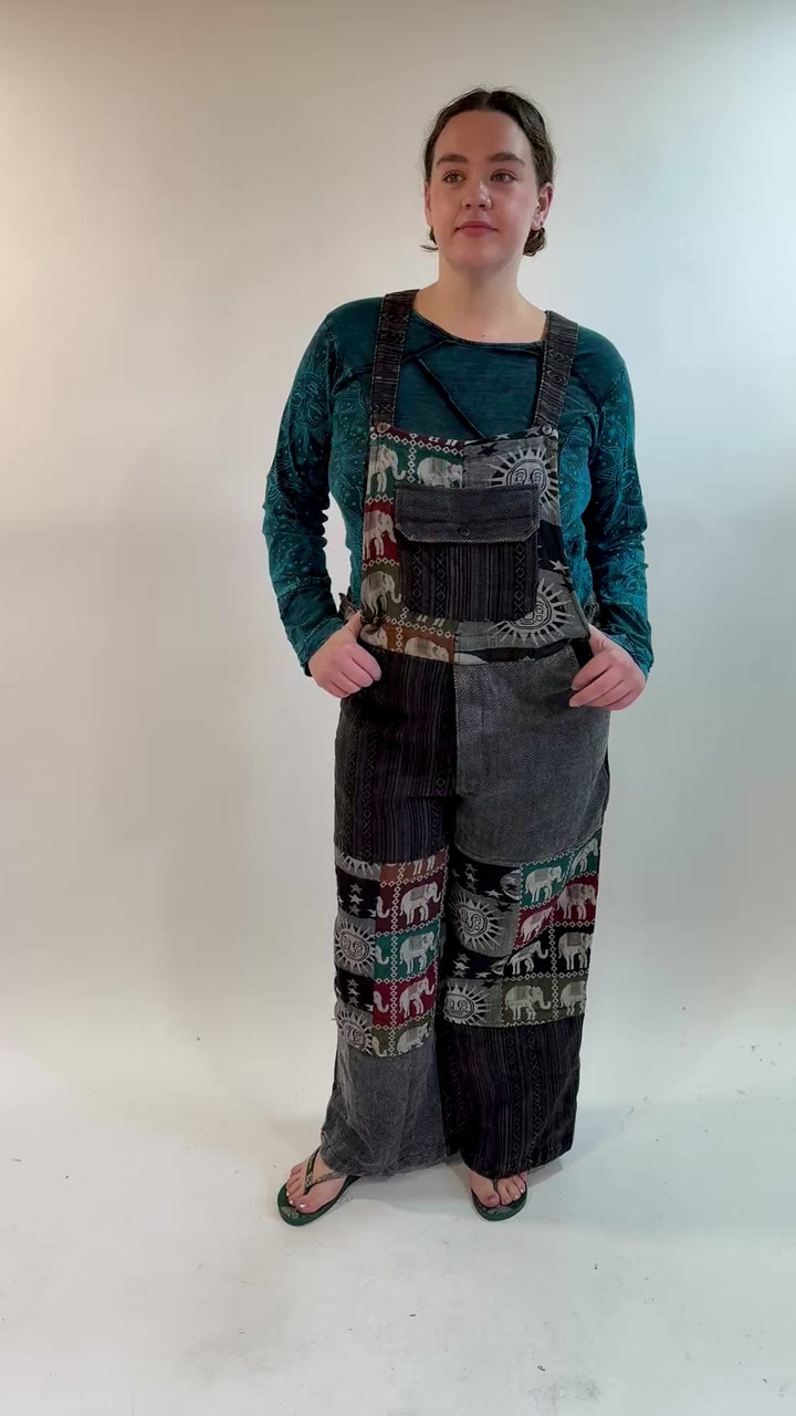 Elephant Patchwork Dungarees