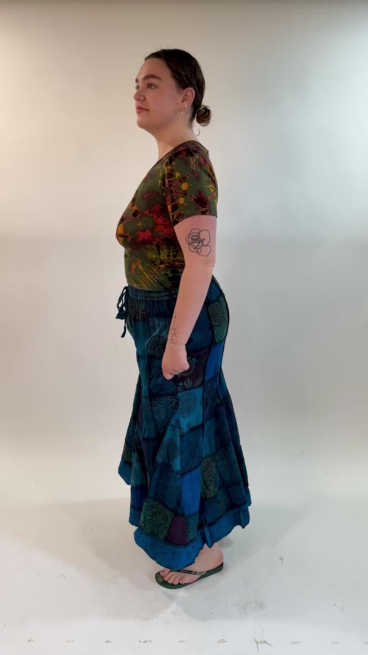 Patterned Patchwork Floaty Maxi Skirt