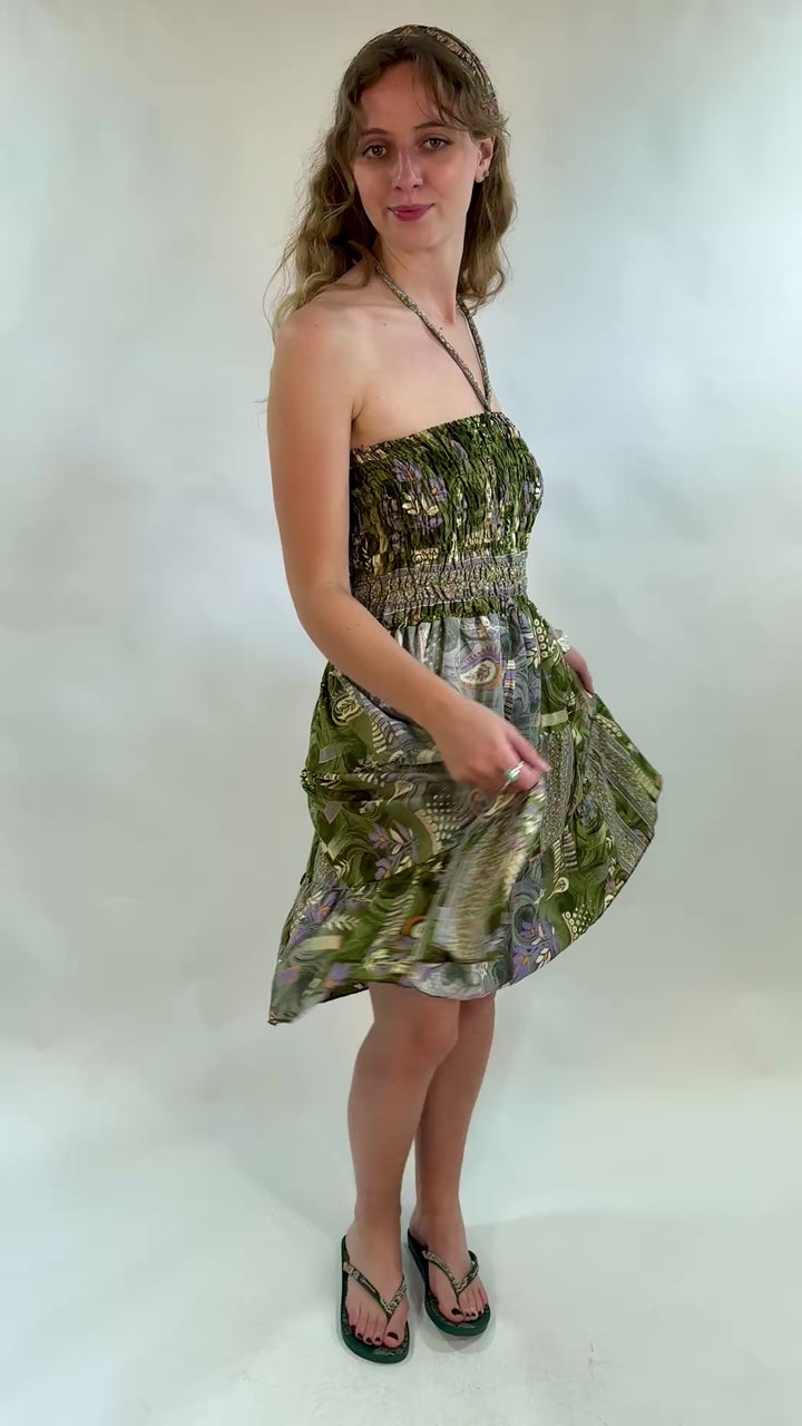 Halter Neck Recycled Sari Dress