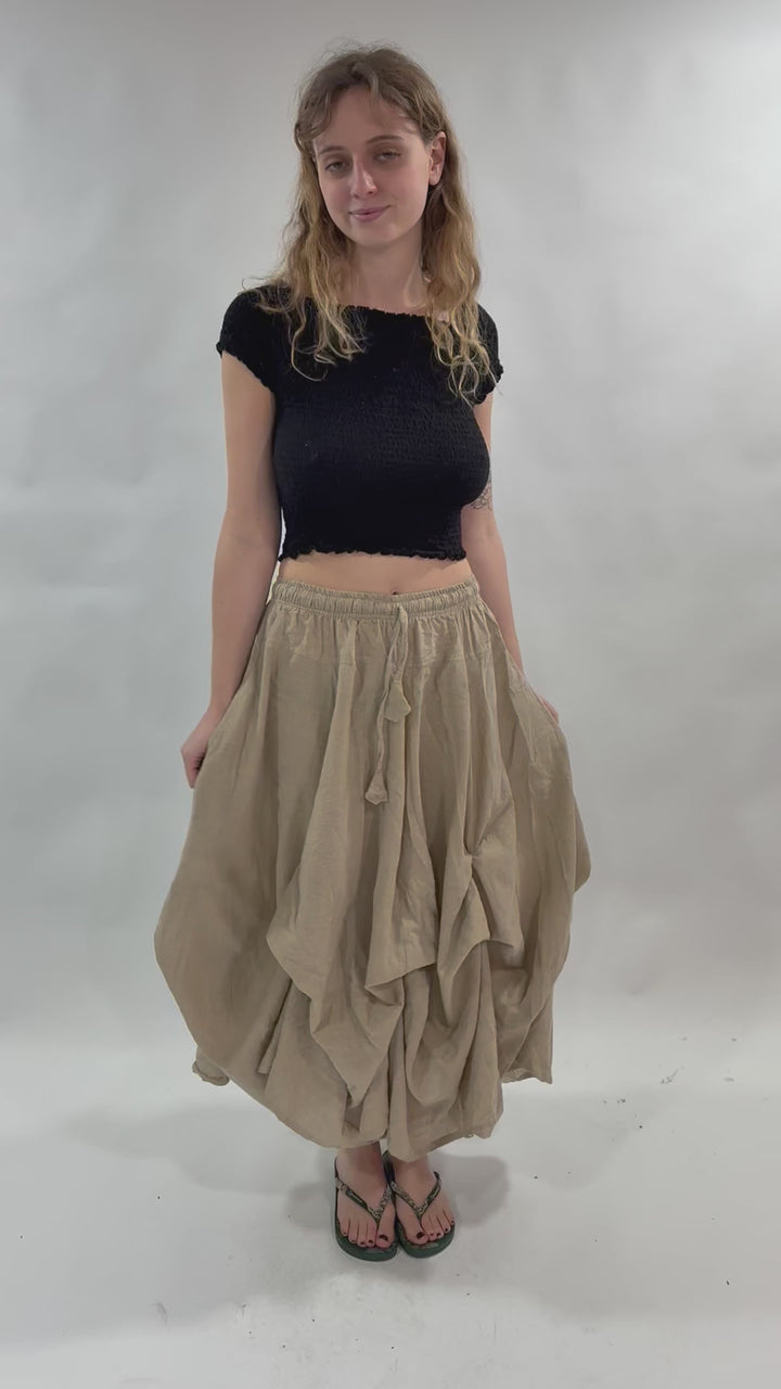 Ruffle Balloon Midi Skirt
