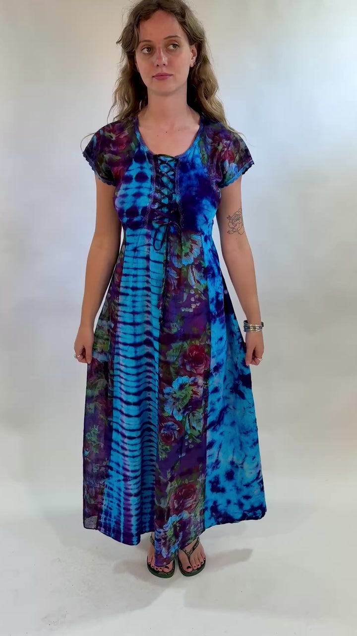 Tie Dye Floral Maxi Dress