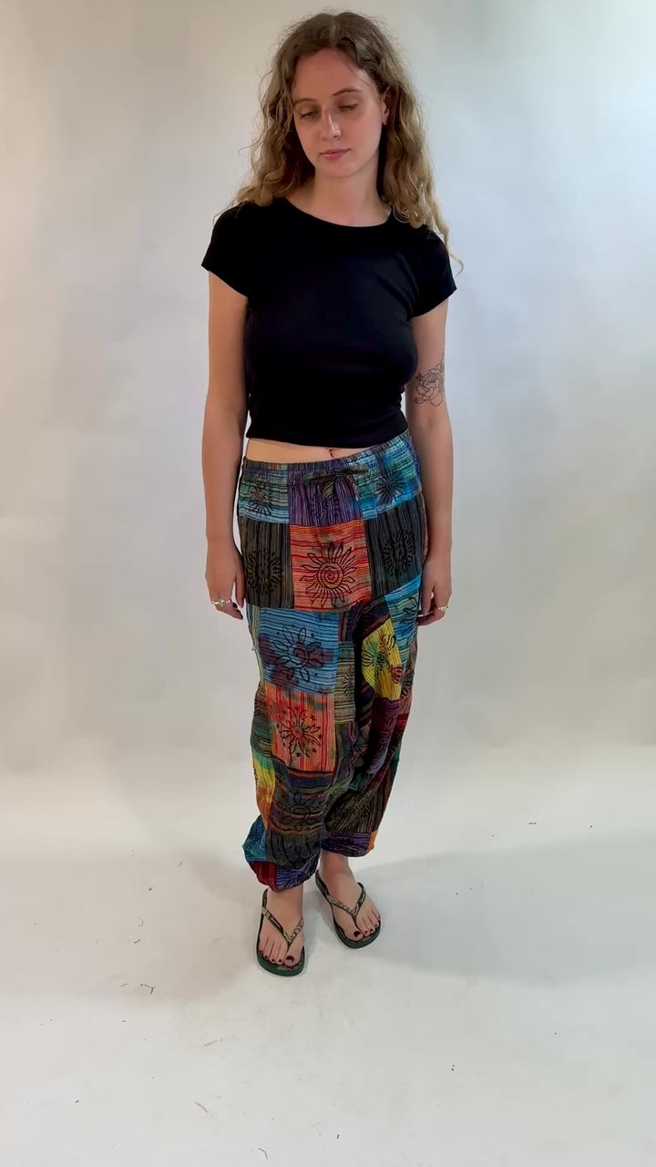 Tie Dye Patchwork Harem Joggers