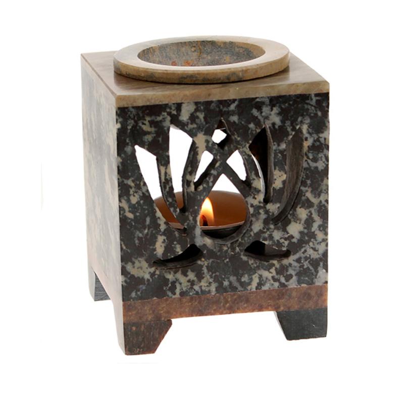 Stone Oil Burner Lotus Pattern