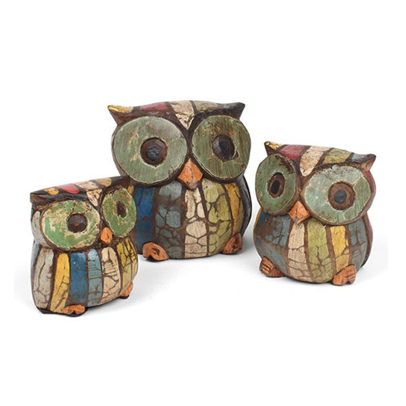 Rustic Wooden Set of 3 Owls