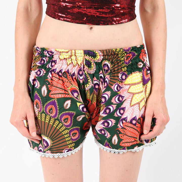 Tropical Peacock Print Shorts