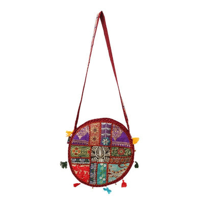 Indian Zardozi Style Embroidery Round Bag
