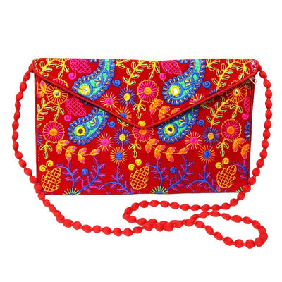 Embroidered Envelope Clutch Bag