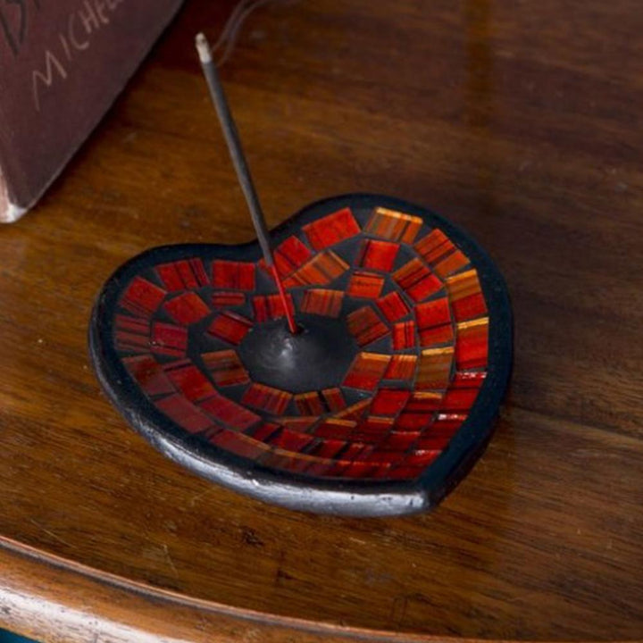 Heart Mosaic Incense Holder