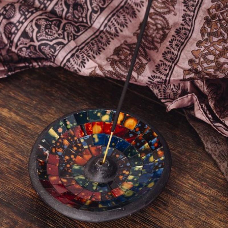 Round Mosaic Incense Holder