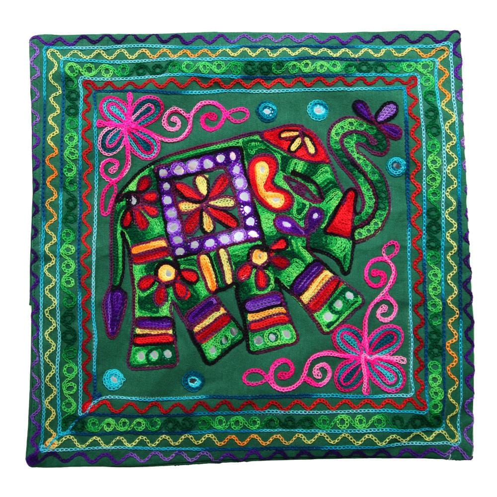 Embroidered Elephant Cushion Cover