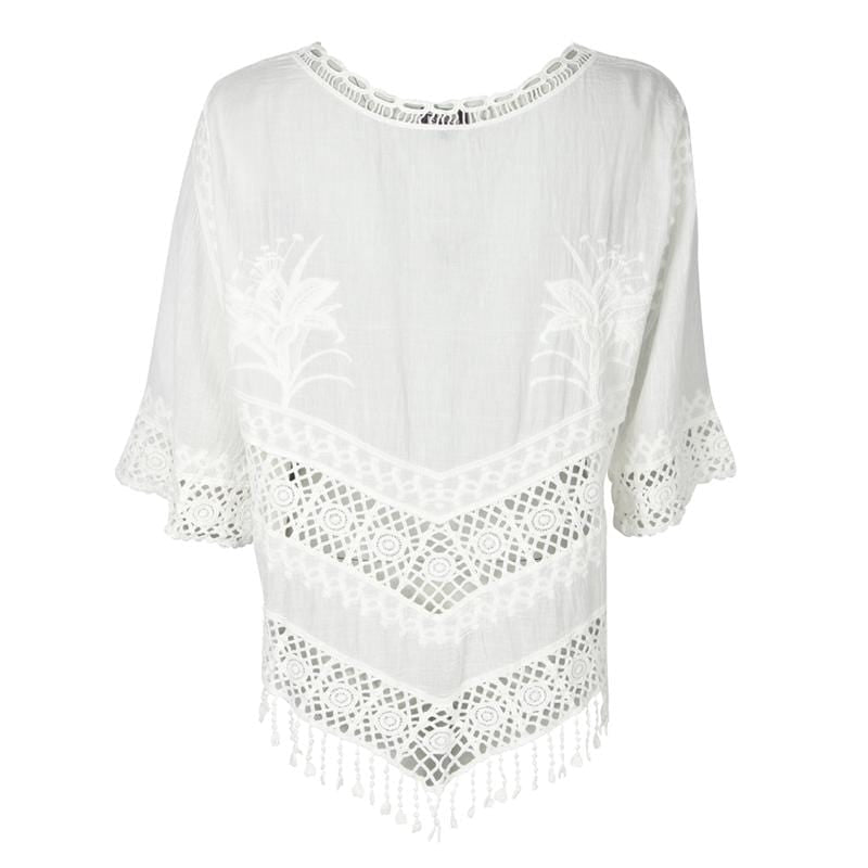 Crochet Embroidered Long Sleeve Blouse
