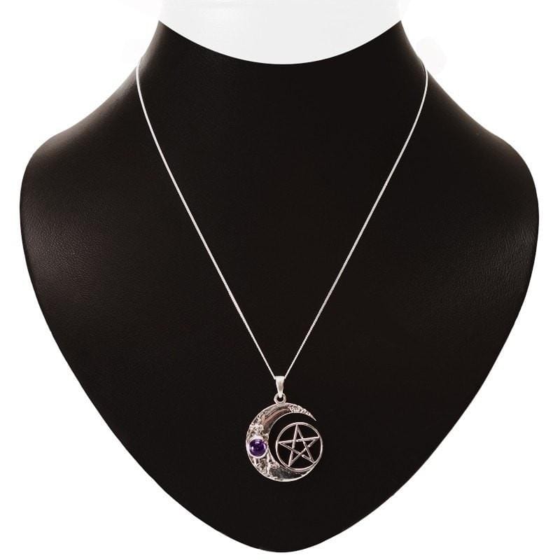 Pentagram Moon & Amethyst Necklace