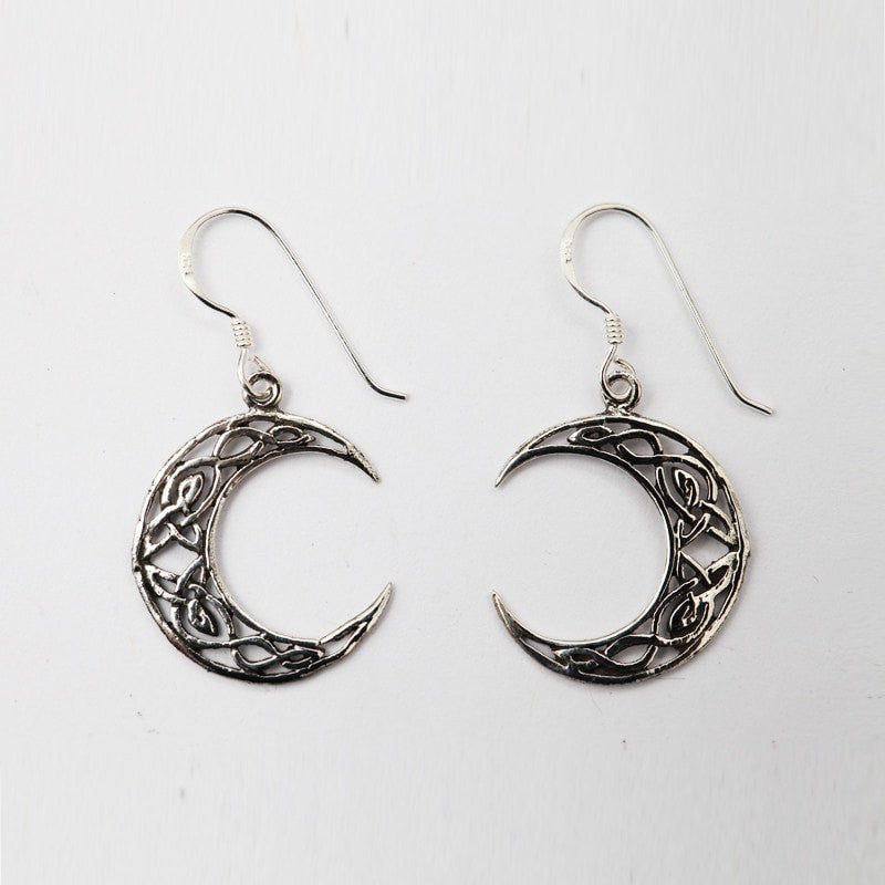 Celtic Moon Sterling Silver Earrings