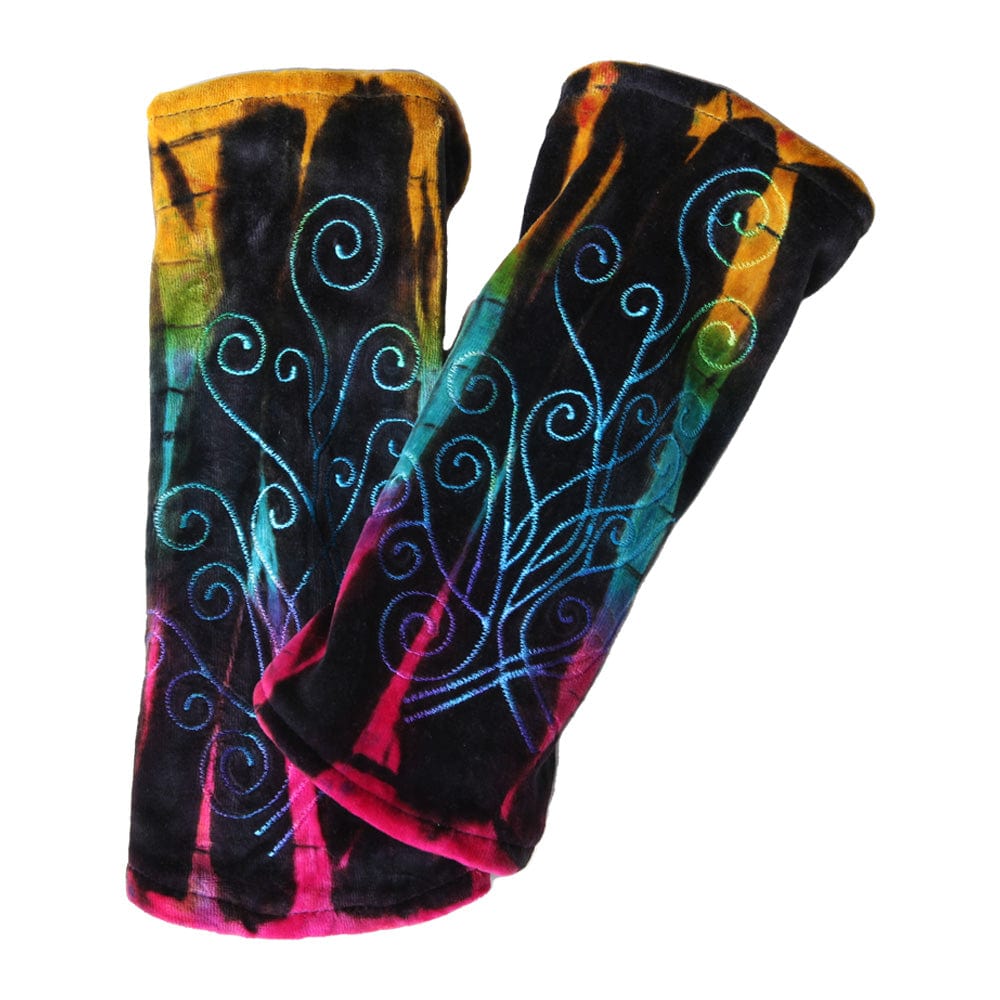 Embroidered Velvet Tie Dye Wrist Warmers