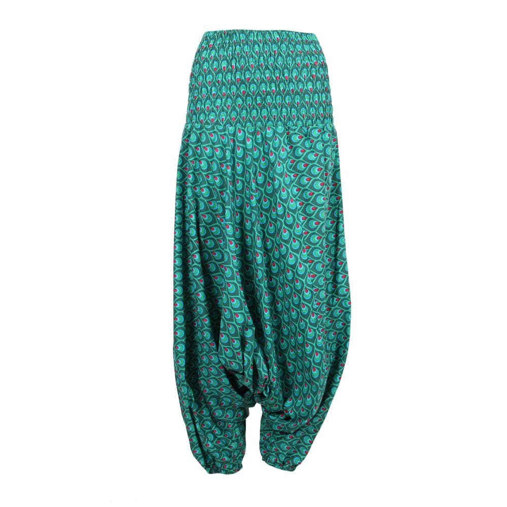 Peacock Print Low Crotch Harem Pants