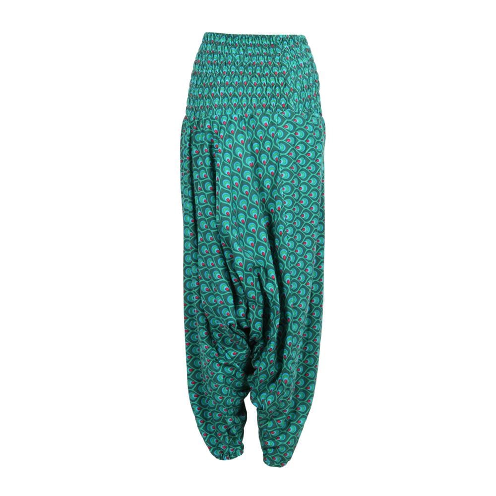 Peacock Print Low Crotch Harem Pants