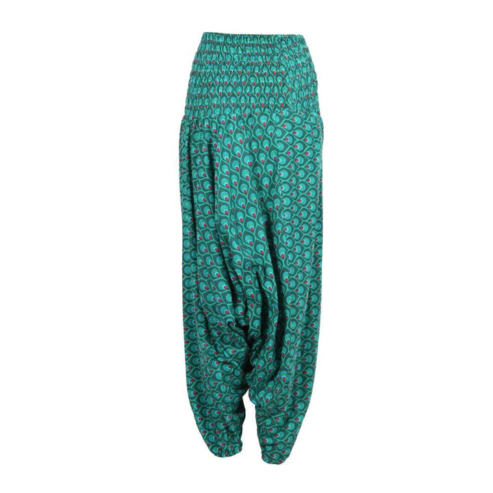 Peacock Print Low Crotch Harem Pants
