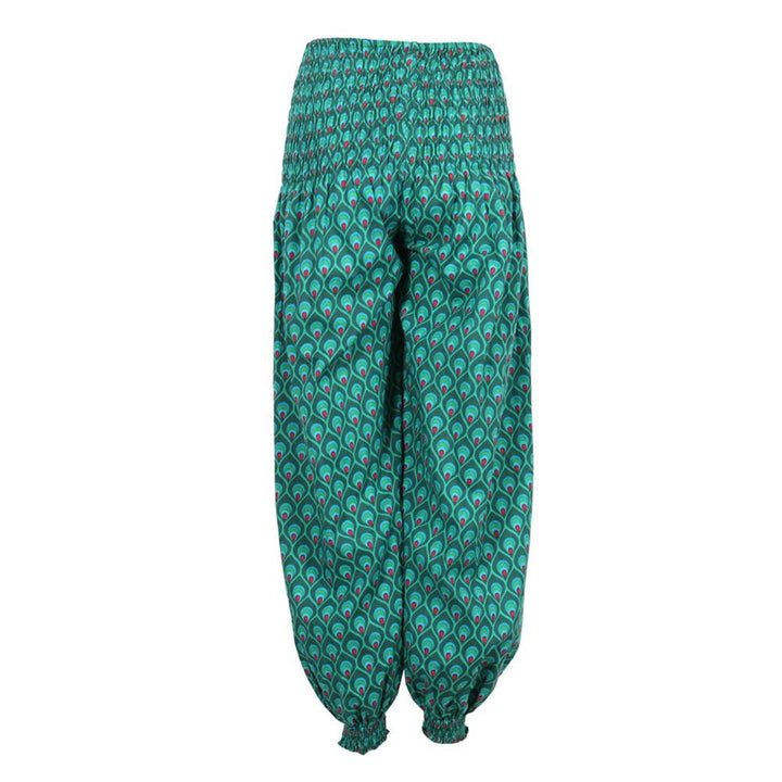 Peacock Print High Crotch Harem Pants