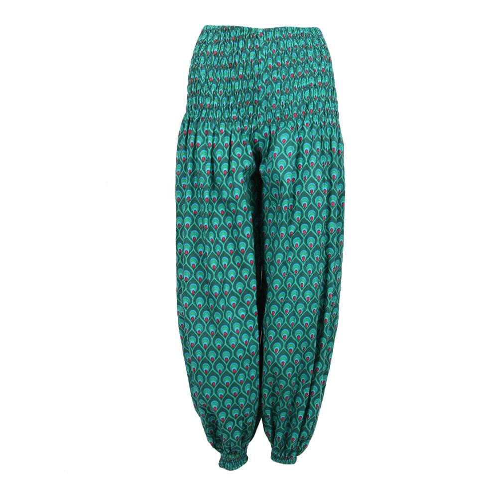 Peacock Print High Crotch Harem Pants