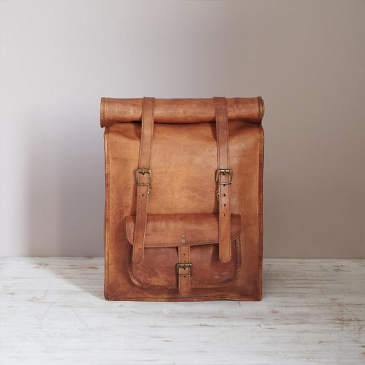 Rolltop Backpack Fair Trade Large Leather