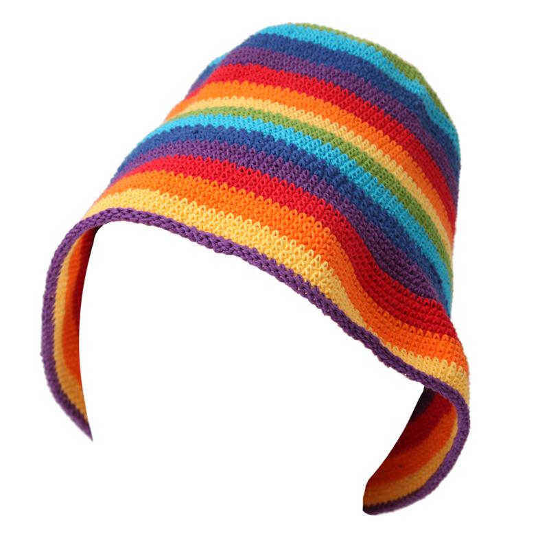 Crochet Rainbow Bucket Hat