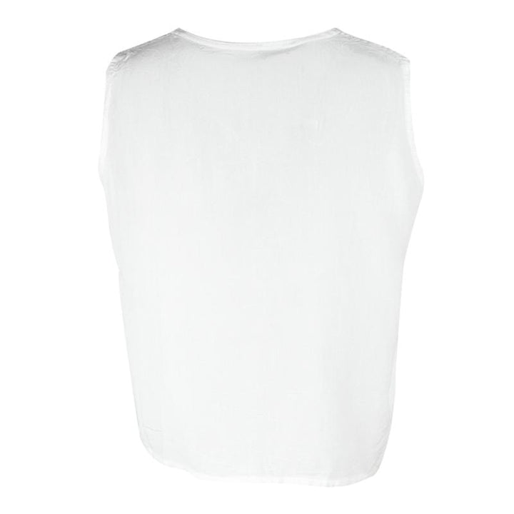 Embroidered Button Through Vest Top