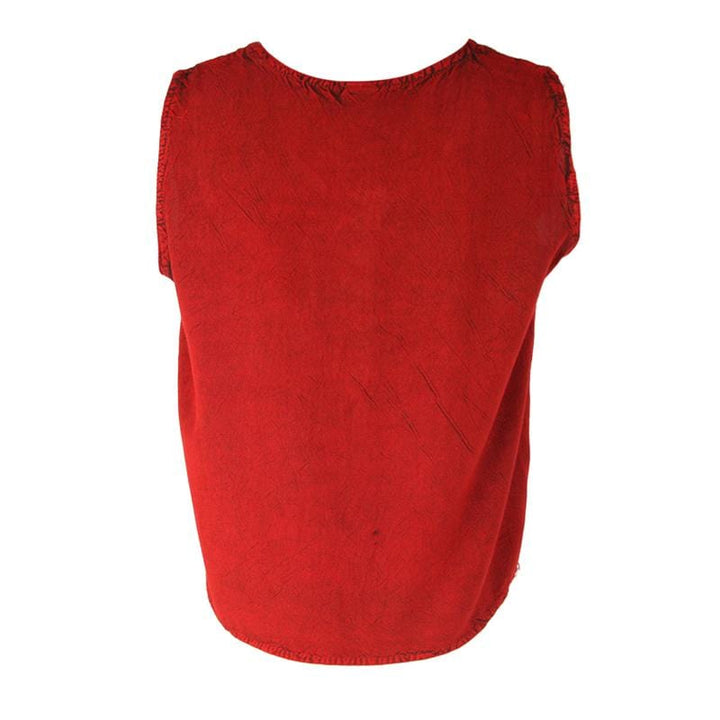 Embroidered Button Through Vest Top