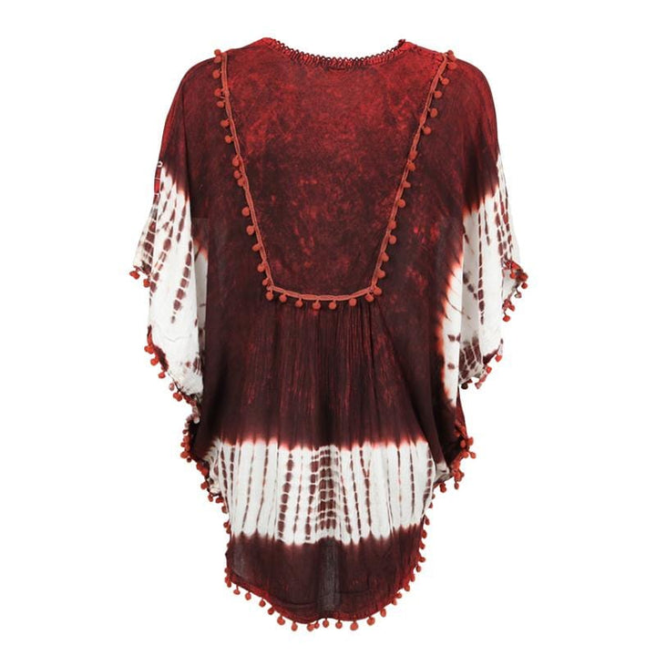Embroidered Tie Dye Poncho Top