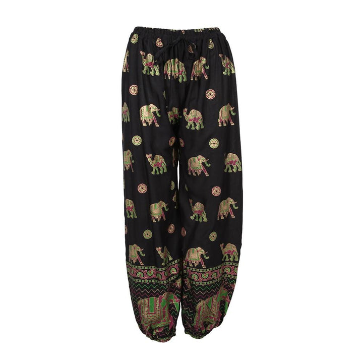 Gold Screen Print Harem Pants
