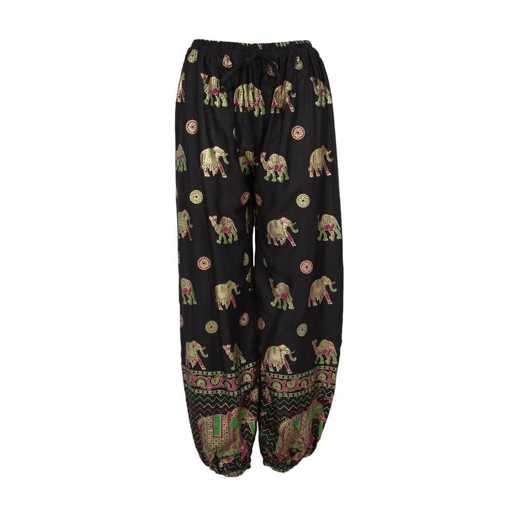 Gold Screen Print Harem Pants
