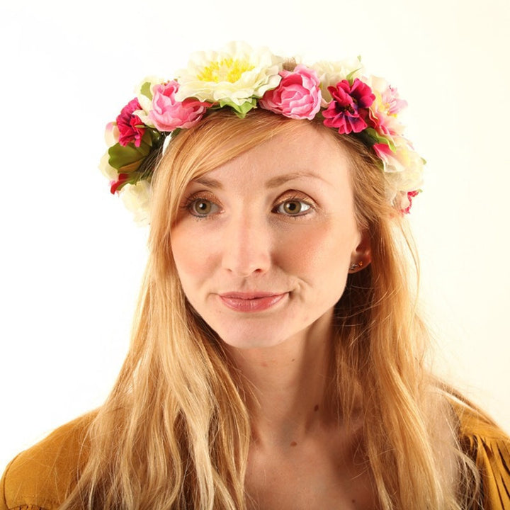 Premium Pink & White Flower Crown