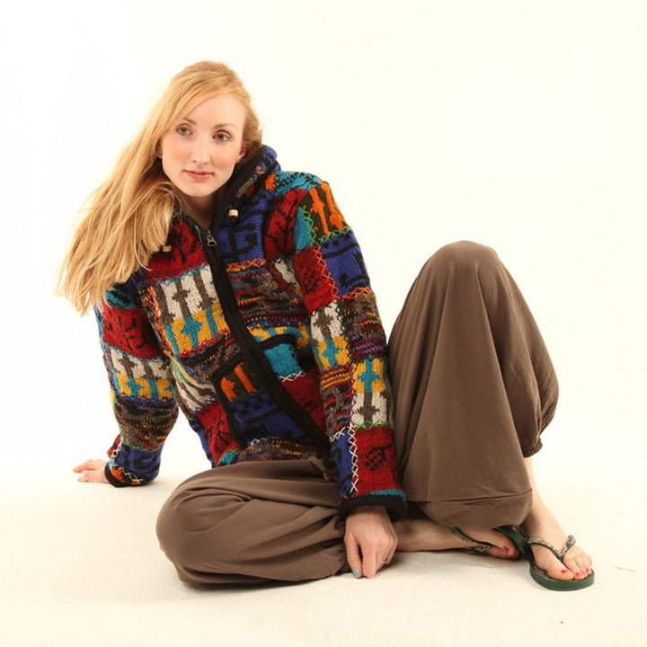 Colourful Chunky Knit Wool Jacket