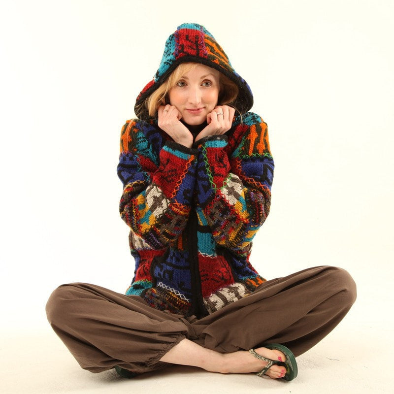 Colourful Chunky Knit Wool Jacket