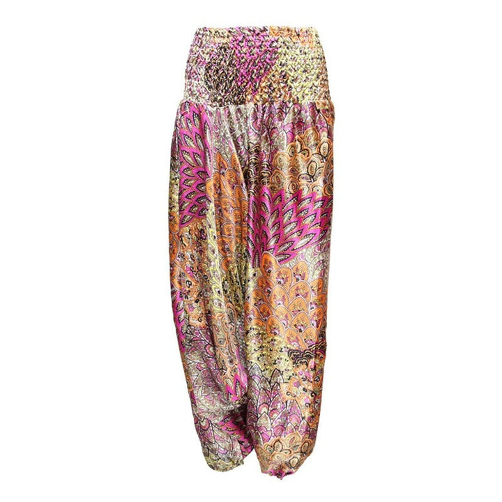 Patterned Satin Low Harem Pants