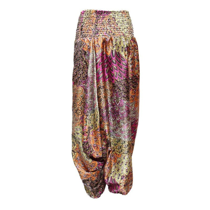 Patterned Satin Low Harem Pants
